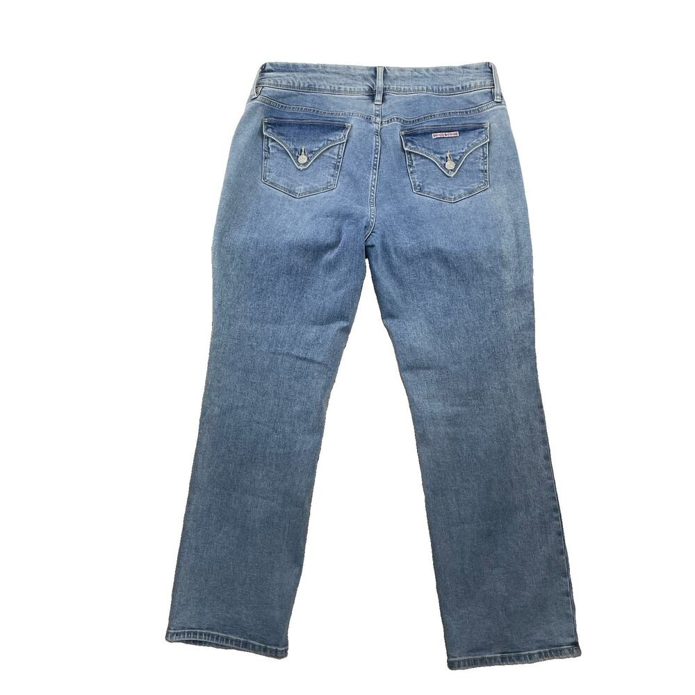 Hudson Women's Jeans 12 Blue Straight Leg Flap Pocket Stretch 28 Inseam 47-23